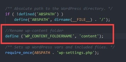 rename wp content folder add first code block DzTechs | كيفية تغيير إسم مجلد Wp-content في WordPress وما يجب معرفته للقيام بذلك