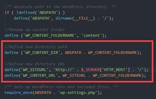 rename wp content folder add second code block DzTechs | كيفية تغيير إسم مجلد Wp-content في WordPress وما يجب معرفته للقيام بذلك