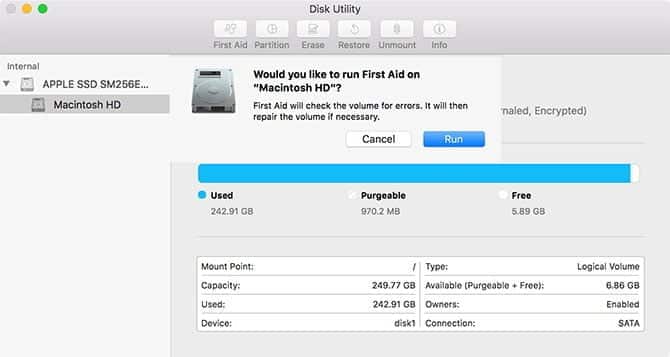 disk utility first aid min DzTechs | علامات إلى أنه حان الوقت لاستبدال جهاز MacBook أو iMac الخاص بك