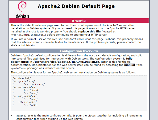 muo diy pi webserver apache test page HZG4jIfs DzTechs | كيفية إنشاء خادم الويب على Linux باستخدام كمبيوتر قديم