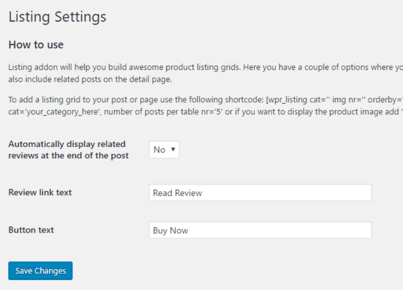 listing settings min DzTechs | كيفية بدء موقع WordPress لمراجعة المنتجات وكسب المال