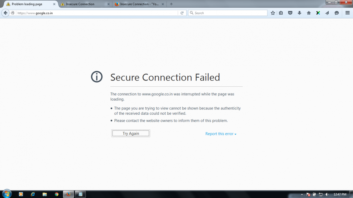 connection not secure error firefox