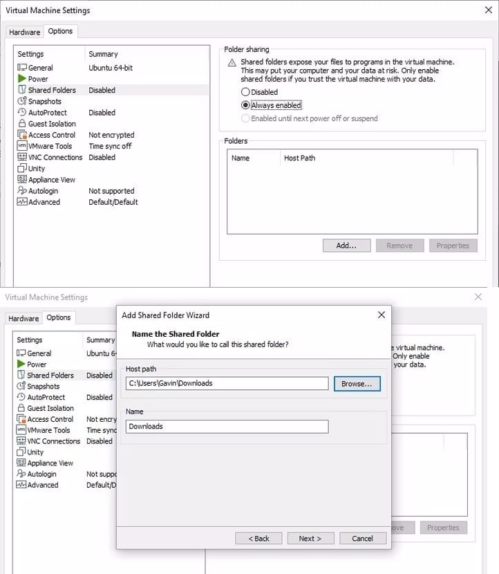 شروحات | نقل الملفات 8 | 1vmware workstation pro shared folder options