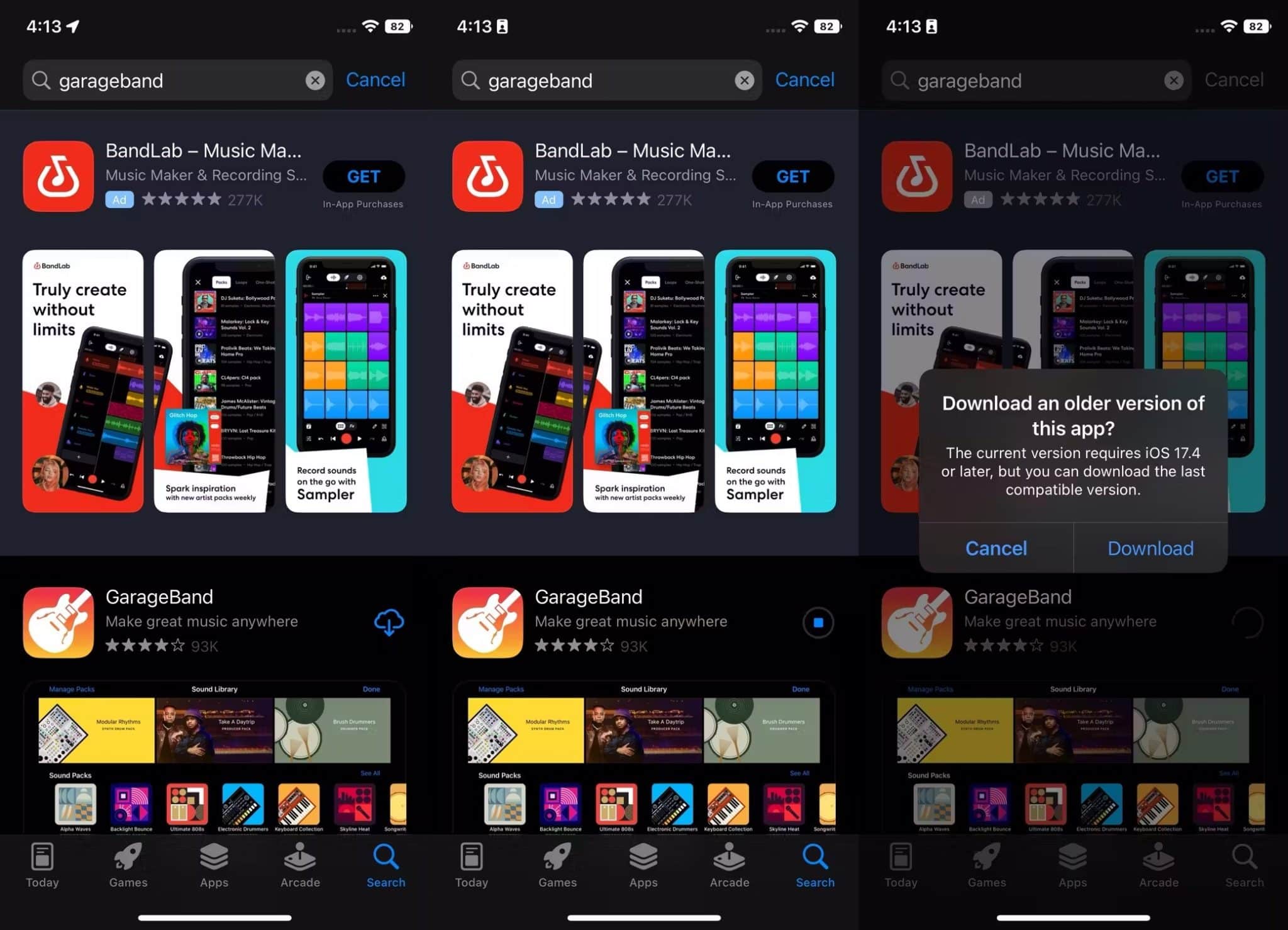 iOS | iPhone القديم 3 | 1searching for garageband app.jpg scaled